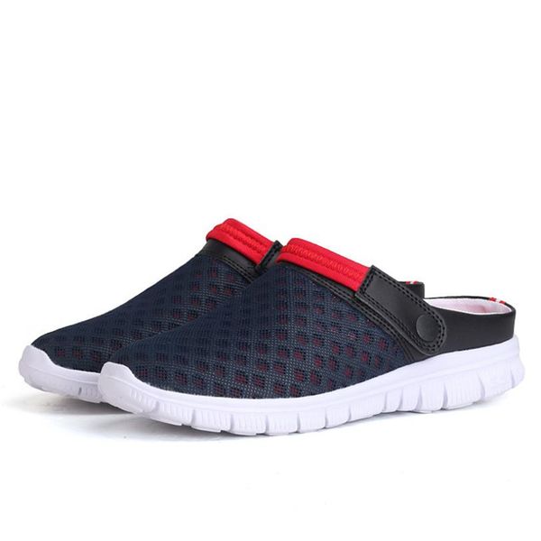 

slippers men shoes men summer sandal mesh breathable padded beach flip flops shoes o0511#30, Black
