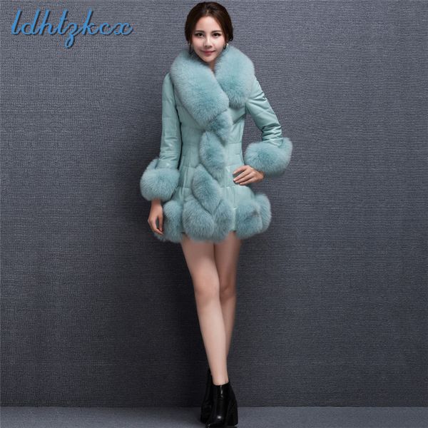 

ldhtzkcx solid color large size long-sleeved fur coat women 2018 new long thick warmth slim sweet zipper chic fur coat cx343, Black
