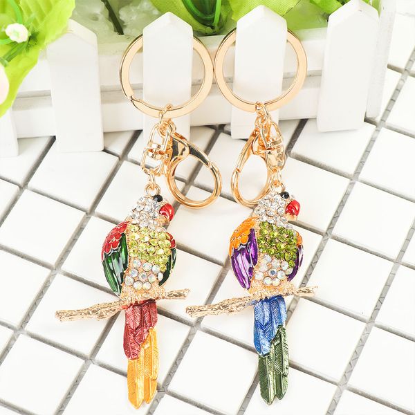 

1pcs new fashion parrot bird charm rhinestone car purse handbag pendant key chain key ring women delicate gifts, Silver