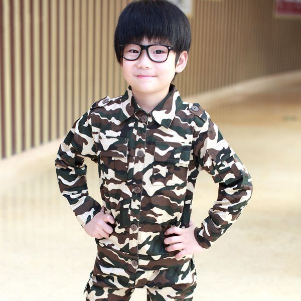 

boys girl camouflage uniform clothing sets children battle fatigues clothes suit for boys toddler kid cosplay costumes, White