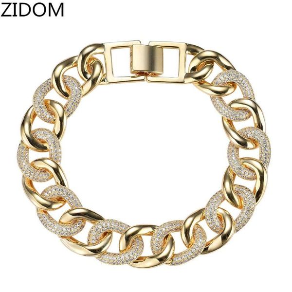 

men hip hop iced out bling cuban bracelet zircon male fashion hiphop cuban chain bracelet jewelry drop shipping, Black