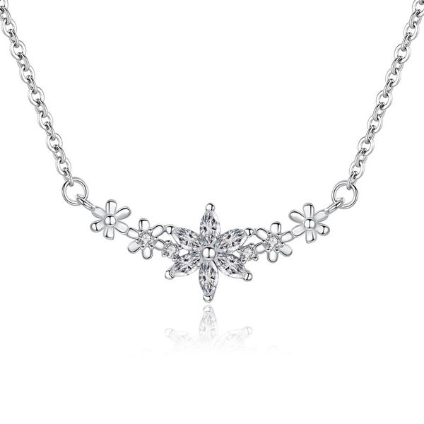 

2020 new zircon flower necklaces & pendants for women 925 sterling silver clavicle chain accessories fashion jewelry dz708