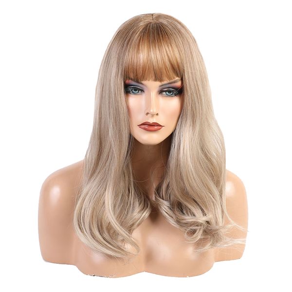 

women wavy resistant synthetic fashion chic blonde wig for party stage, Black