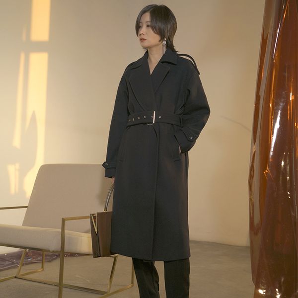

women's original winter new wool coat loose female, Black