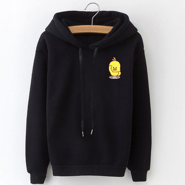 

hoodies women 2019 brand female long sleeve solid color hooded sweatshirt duck hoodie tracksuit sweat coat casual sportswear, Black