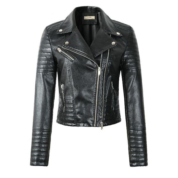

2019 new fashion women smooth motorcycle faux leather jacket jackets ladies long sleeve autumn winter black coat campera mujer