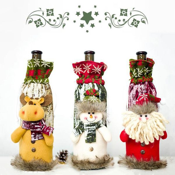 

christmas wine bottle decor set santa claus snowman deer bottle 3d bag clothes kitchen decoration for new year xmas dinner party