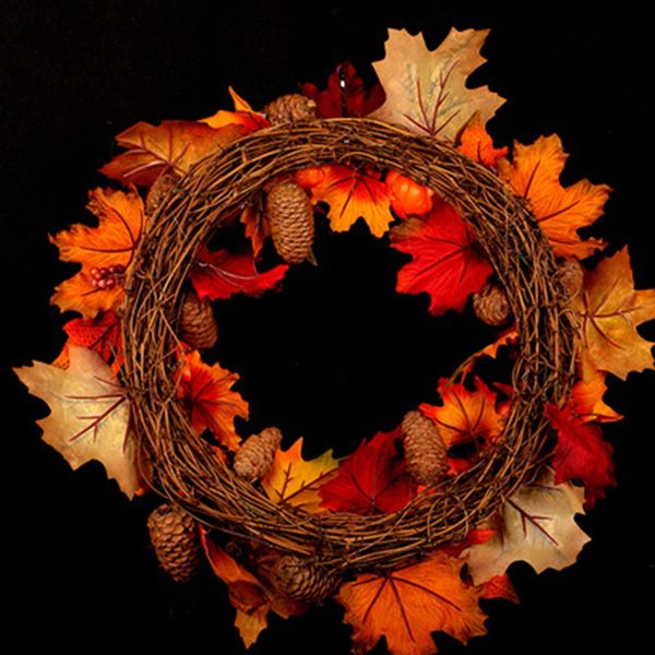 

подумаешь 45см тыква венок передняя дверь дисплей garland wall window spooky halloween рождество home decor благодарения праздничный