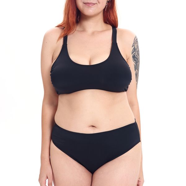 

new european and american foreign trade bikini women's pure-color slender separate swimming suit, fertilizer and size swimming suit, White;black