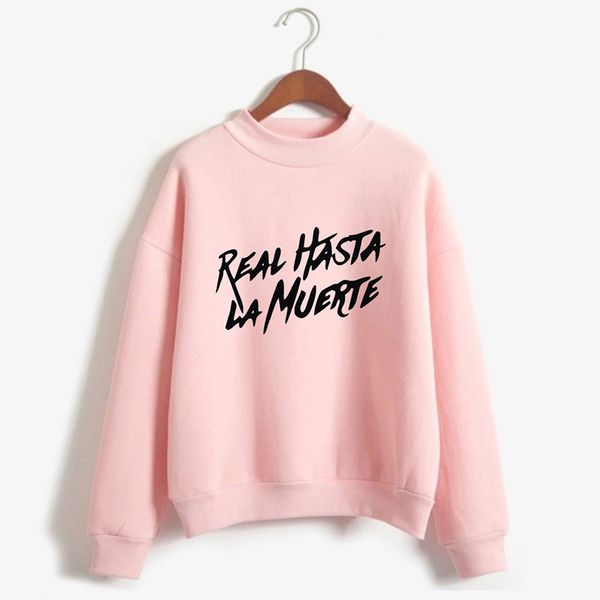 

real hasta la muerte fashion high collar sweatshirt cool logo 2019 new casual capless sweatshirts long sleeve harajuku pullover, Black
