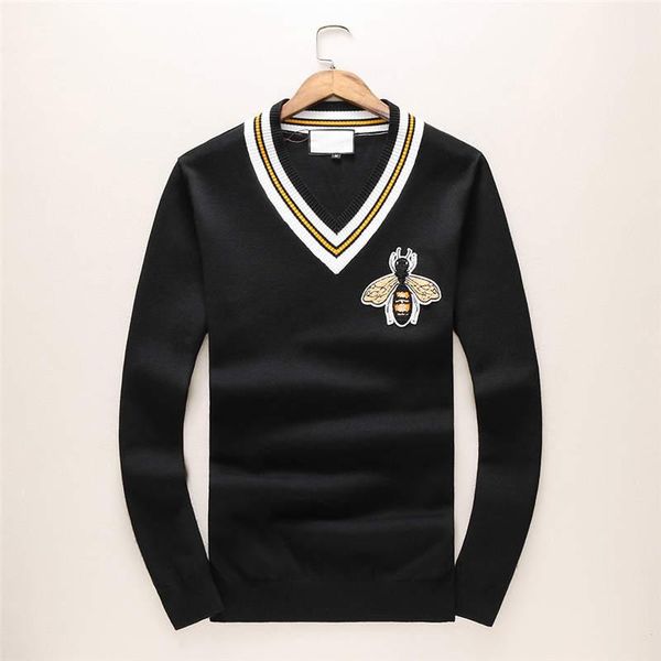 

2019 печатные свитера luxuy дизайнер v-образным вырезом пчелы печатных кашемировый свитер бренд мужские топы рубашки свитер мужская одежда, White;black
