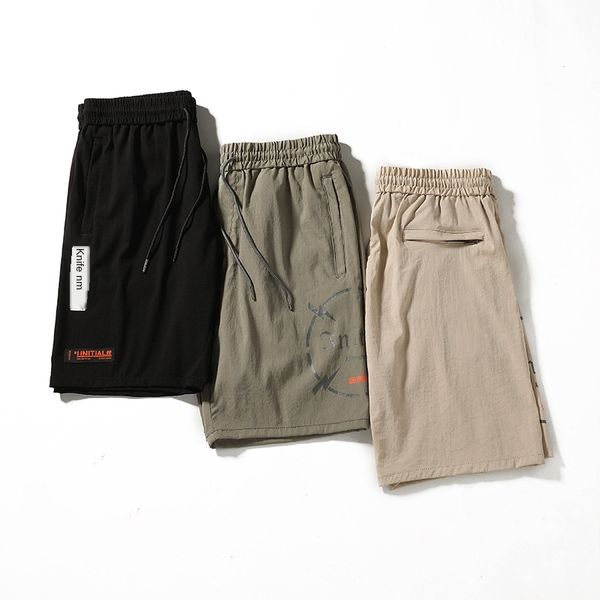 

mens designer souq dad mountaineering running pgraphy casual pants five pants middle-aged shorts men, Black
