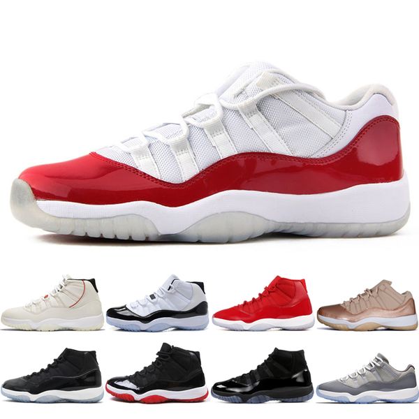 

new 11 11s high concord 45 platinum tint men women basketball shoes cap and gown gym red bred legend gamma blue sports athletic shoes, White;red