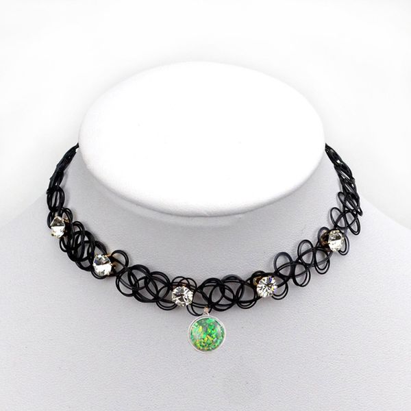 

мода stretchable сменные черное кружево ожерелье 106 fit 18 мм оснастки кнопку ожерелье шарм ювелирные изделия для женщин подарок, Silver