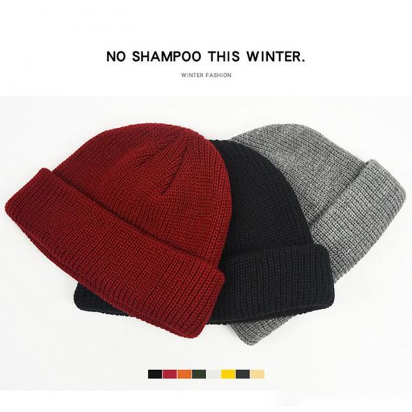 

fashion knitted hat men beanie skullcap hat women sailor cap cuff brimless retro navy dtyle beanie hat jj19986, Blue;gray