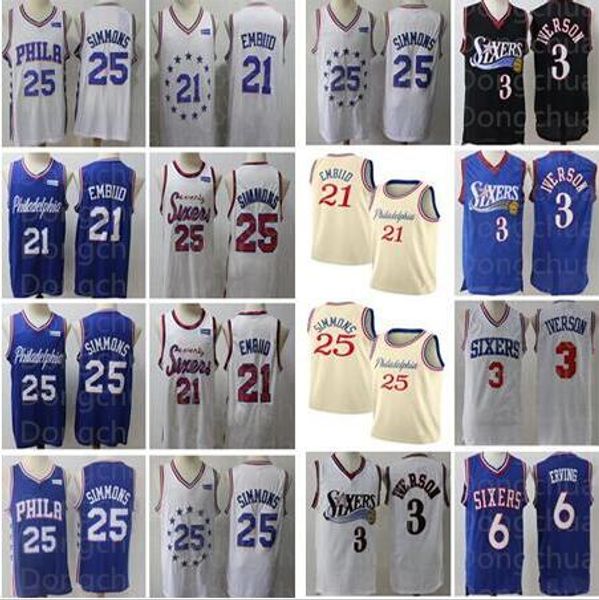 

ncaa men allen 3 iverson jersey joel 21 embiid jersey ben 25 simmons jerseys men julius 6 erving, Black;red