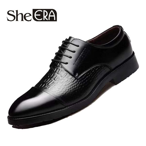 

she era men dress shoes microfiber leather luxury breathable fashion wedding shoes men oxford business plus size 38-44, Black