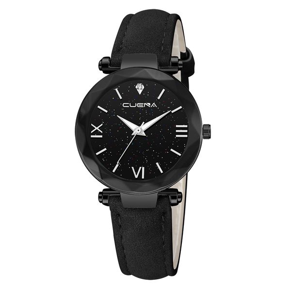 

cuena white watch diamond quartz watch sport fashion leather band female clock montre femme 09, Slivery;brown