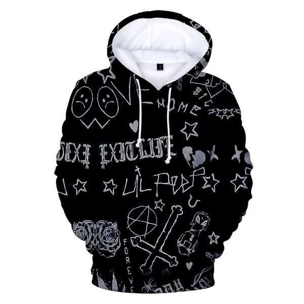 

new 3d lil peep hoodies love lil.peep sweatshirts hooded pullover sweatershirts men/women autumn streetwear hoodie 2019 casual, Black