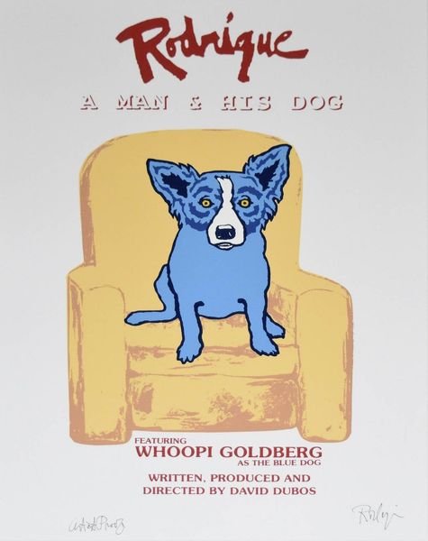 

george rodrigue blue dog rodrigue a man and his dog white home decor handcrafts /hd print oil painting on canvas wall art 200117