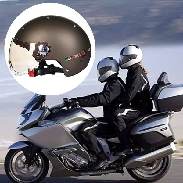 

safety riding half open protective fashion detachable lining motorbike shield vintage windproof outdoor sports motorcycle helmet