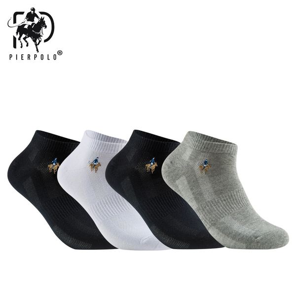 

10 pairs/lot summer style cotton mesh short socks for men embroidery business leisure sports male socks size, Black