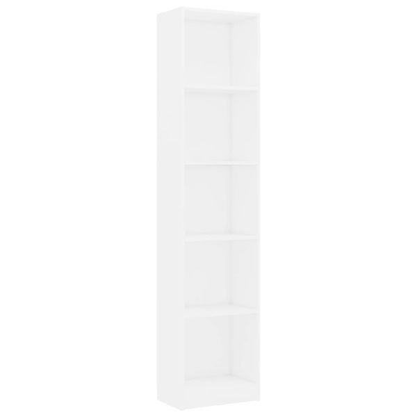 

bookcase with 5 levels white 40x24x175 cm agglomerate living room furniture
