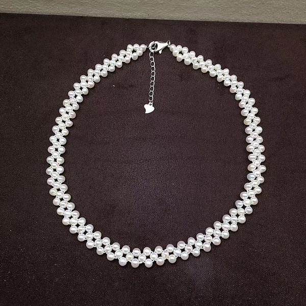 

new natural freshwater 6-7mm pearl handmade pearl necklace, Silver