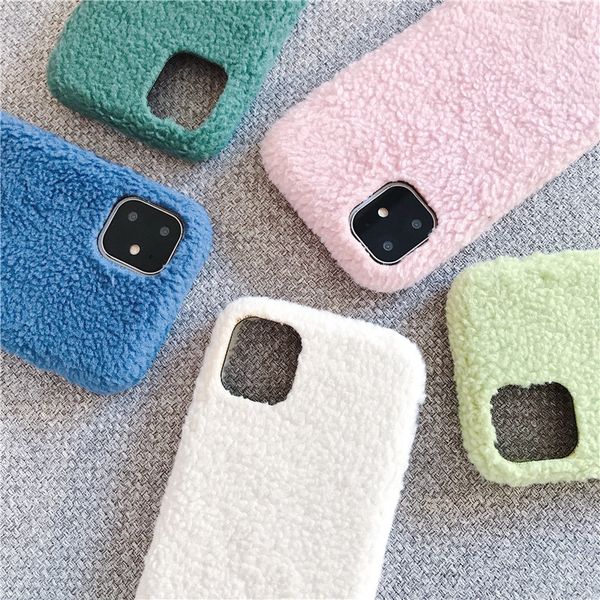 

one piece luxury phone case for iphone 6s 7 8p xs xr 11pro 11promax fashion wool textured plush designer phone case back cover