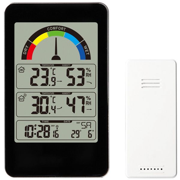 

weather station digital alarm clock wall outdoor indoor street electronic hygrometer comfort indication