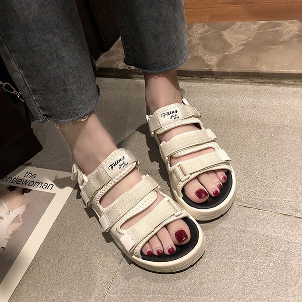 

platform women's sandals 2019 fashion summer buckle women thick soled beach sandal casual chunky woman shoes 6, Black
