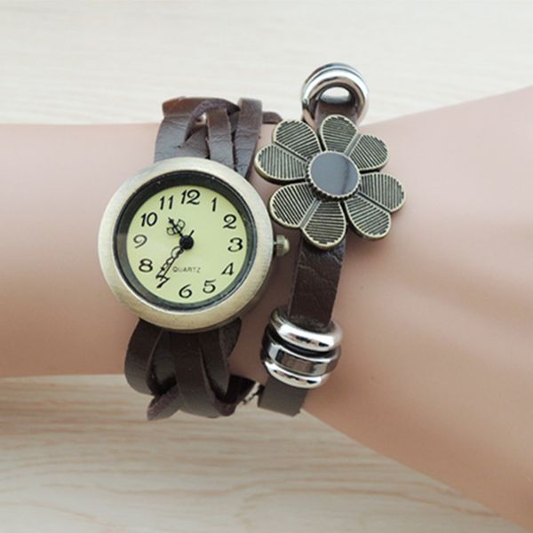 

fashion new women rhinestone gold bracelet watch pu leather ladies quartz casual wristwatch, Slivery;brown