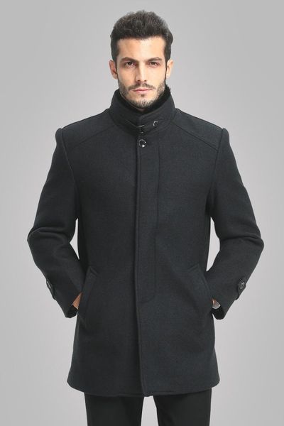 

winter men thick wool blends coats slim fit jackets mens casual warm outerwear male woolen jacket men brand clothing 4xl, Black