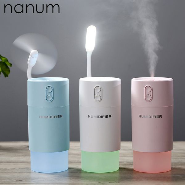 

car air freshener 3 in 1 snowflake humidifier ultrasonic diffuser usb fan led light mini humidifiers air purifier mist maker