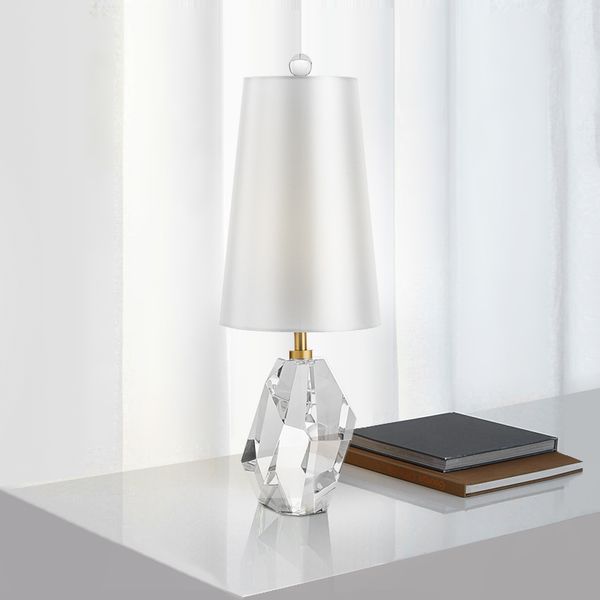 

new arrival modern table light with white lampshade good k9 clear crystals table lamp desk light for bedroom indoor decoration lighting