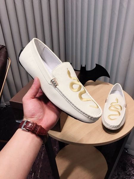 

original box] new arrival men snake dress loafers moccasin-gommino drive cow leather slip-on shoes made in italy size 38-44, Black