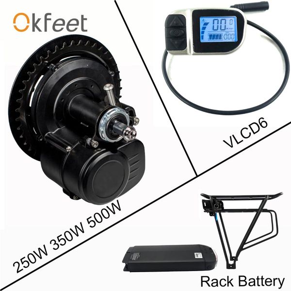 

tsdz 2 tongsheng 36 48v 250 350 500 vlcd6 display light mid drive motor electric bicycle kit with rack battery