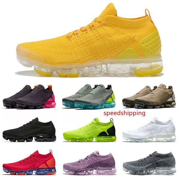 

2020 fly 1 knit 2 cushions mens womens vapors running shoes bright yellow moc 2 black racer blue red orbit designer sneakers trainers
