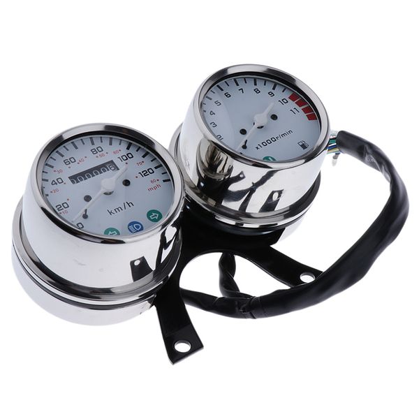 

motorcycle dual mechanical odometer speedometer and engine instrument