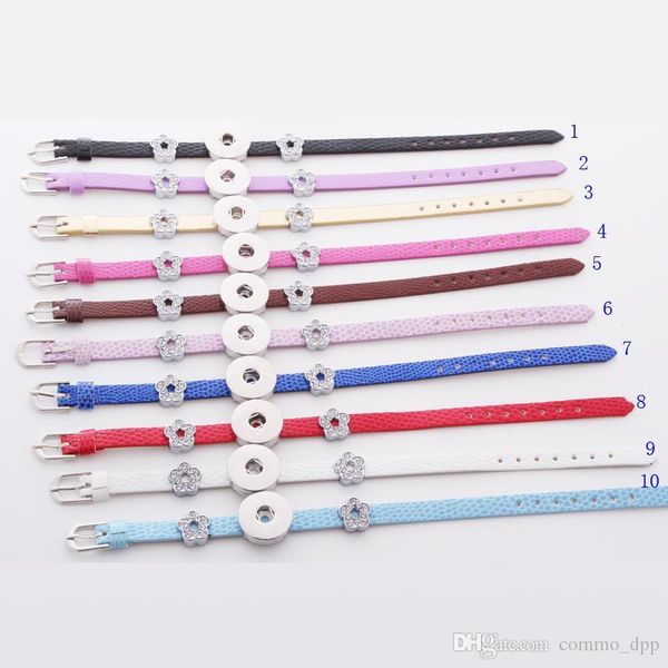 

новый нуса-кожаный браслет браслеты женские 18мм ломти оснастке кнопку шарма имбиря защелкиваются взаимозаменяемы ювелирных изделий горячая, Golden;silver