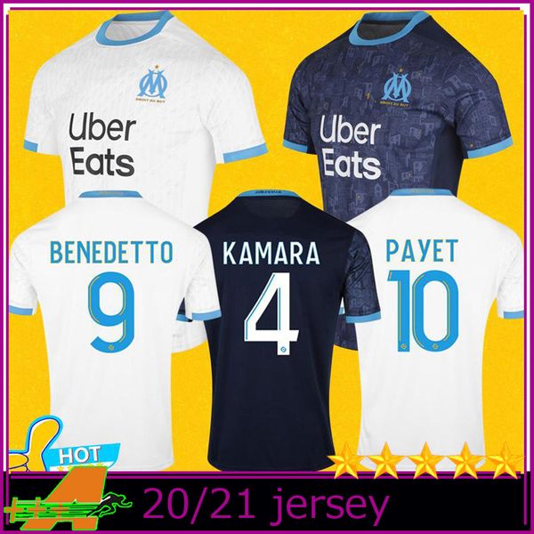 

20 21 olympique marseille soccer jersey 2020 2021 maillot de foot 120th anniversary payet thauvin men maillots football shirt, Black;yellow