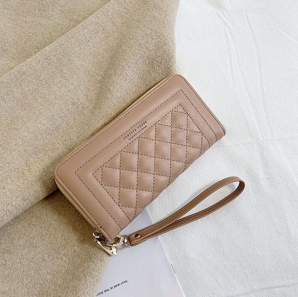 

factory wholesale women handbag korean classic check long wallet elegant joker leather wallet street trend leather fashion women wallet, Red;black