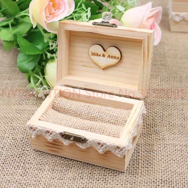 

custom name wedding ring box engagement personalized wooden ring bearer storage box romantic wedding gift holder 50pcs