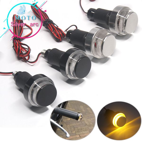 

2 pcs cnc motorcycle amber led handle bar end indicator grip plug turn signal light for 22mm handlebar
