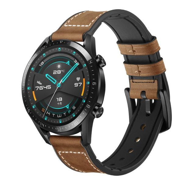 

22mm huawei watch gt 2 strap for gear s3 frontier band gt2 46 22 mm leather watrchband bracelet samsung galaxy watch 46mm strap, Black;brown