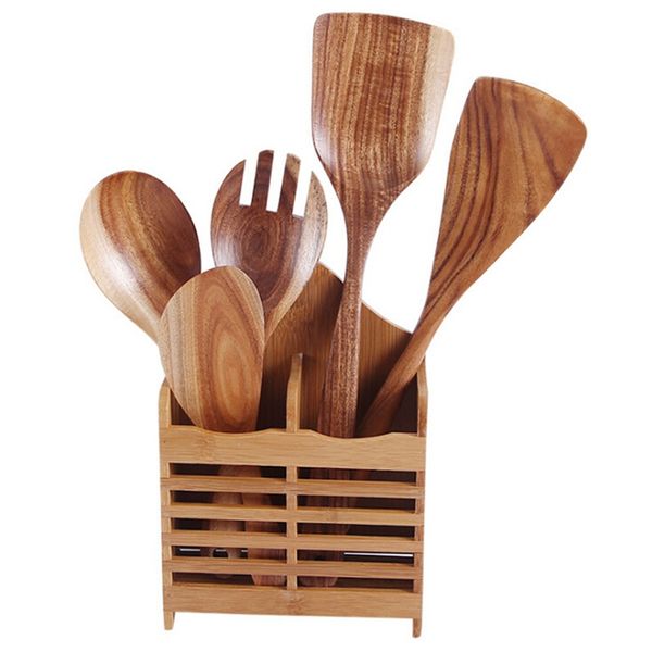 

non-stick dinnerware cutlery set wooden cookware fork spoon knife set kitchenware with long handle spatula flat shovel 1pc