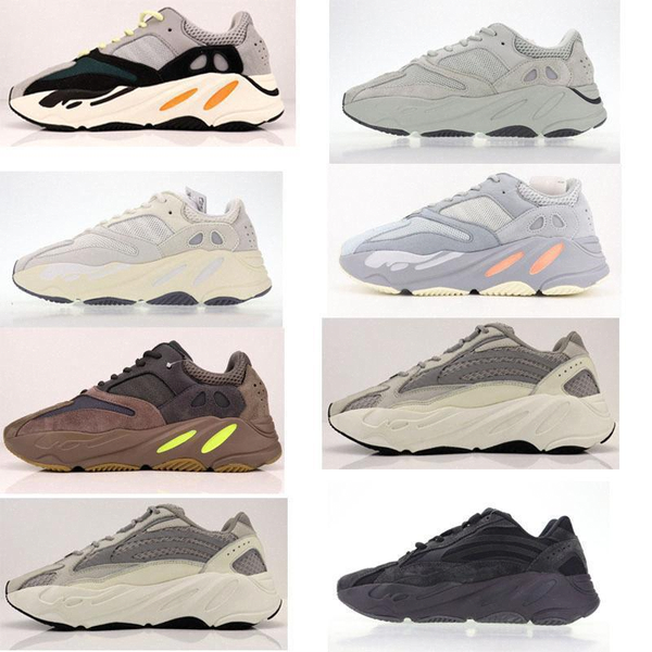 

with box) kanye west 700 wave runner mauve inertia designer running shoes sneakers yeezy 700 men women v2 static shoes452d#, Black