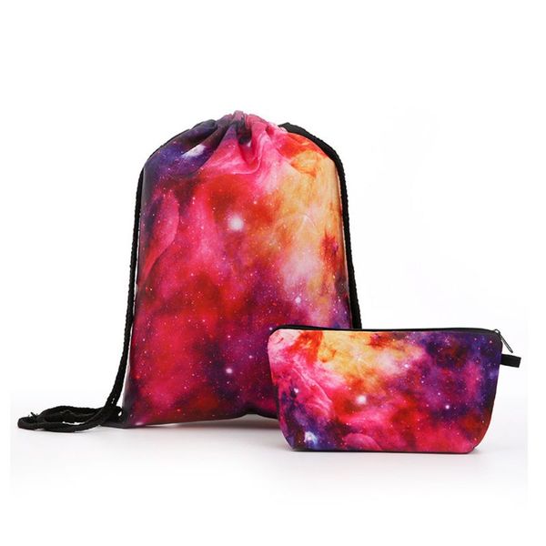 

women backpack print drawstring daypack travel cosmetic bag makeup case pouch f42a