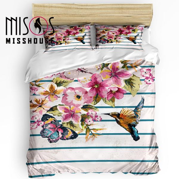 

misshouse bedding sets butterfly bird peach blossom home textile 3pcs duvet cover set comforter cover pillowcases