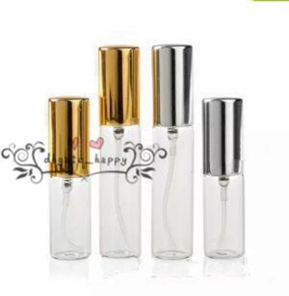 

5ml/10ml clear atomizer glass bottle with metal silver gold aluminum fine mist sprayer spray refillable fragrance perfume empty scent-01